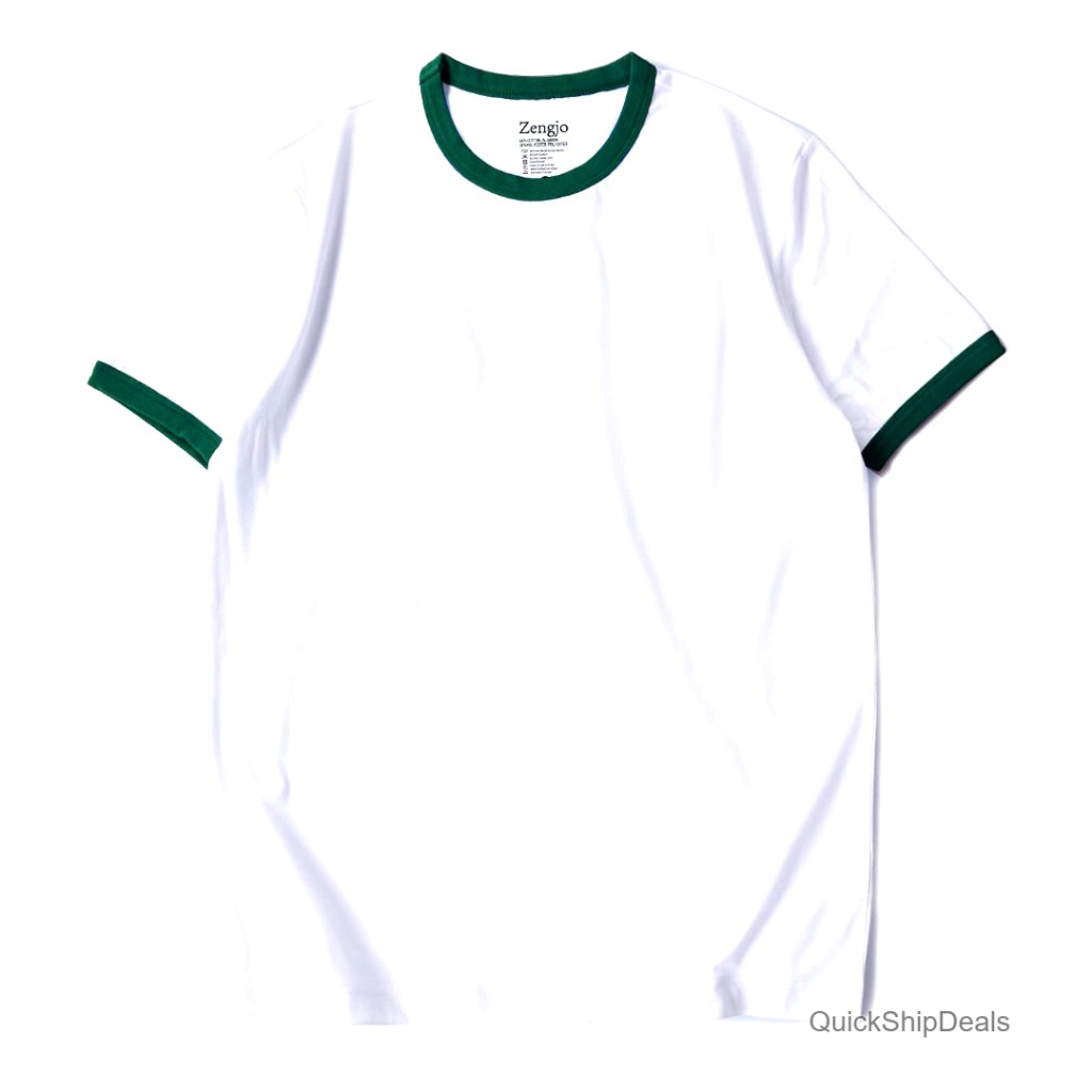 Men's Athletic Ringer Tee Crewneck Short Sleeve Sport Shirt Poly Cotton Blend